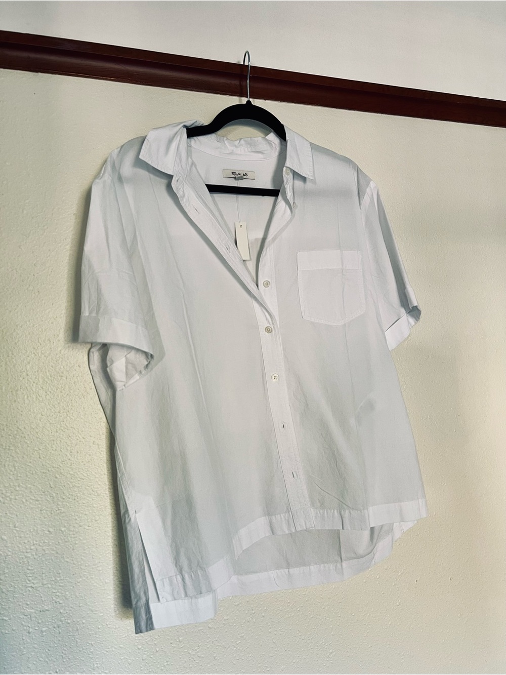 White Short-Sleeve Button-Up Shirt by Madewell